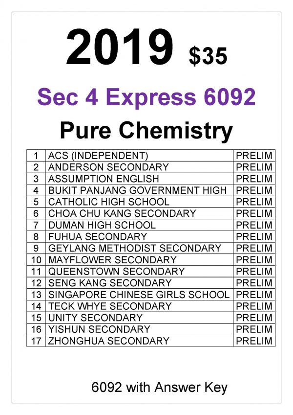 2019 Sec4 Pure Chemistry 6092