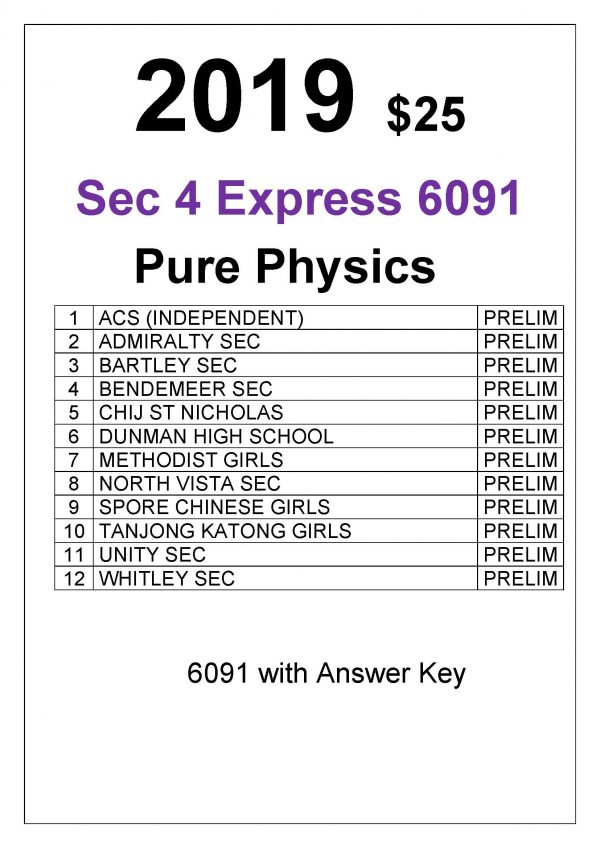 2019 Sec4 Pure Physics 6091