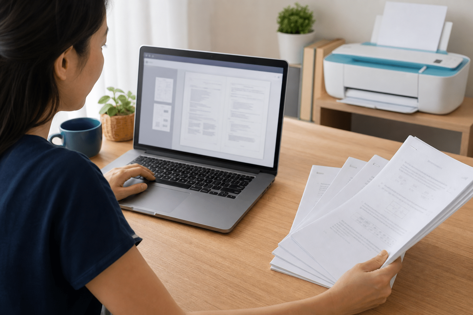 Singapore parent comparing downloadable and printed past year exam papers