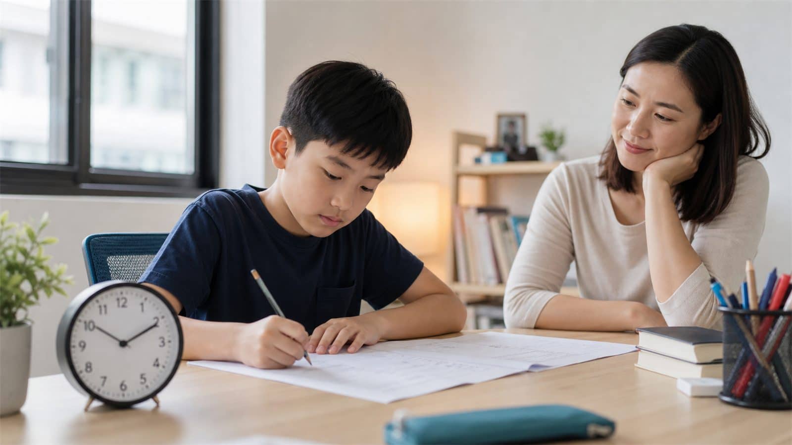 Primary 6 pupil completing a prelim or SA2 practice paper