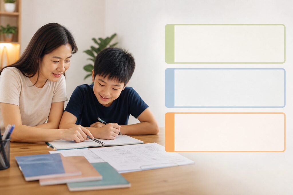 Parent and Primary 6 pupil making a PSLE countdown study plan